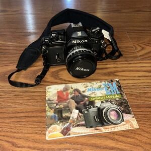 Nikon EM 35mm SLR Film Camera w/ Series E 50mm f/1.8 Lens Tested Working Japan